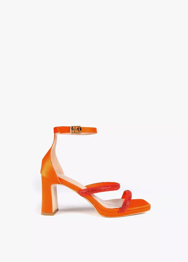 Party sandals with coloured rhinestones