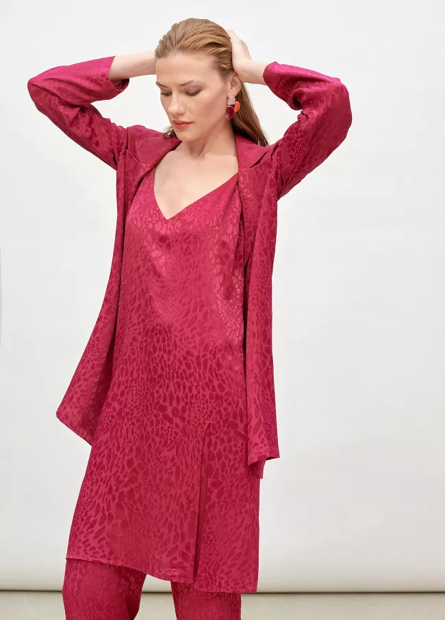 Blusa estampado jacquard fúcsia