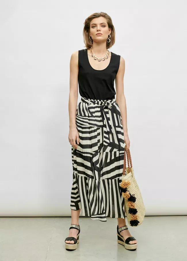 Robe bimatière à imprimé noir et blanc