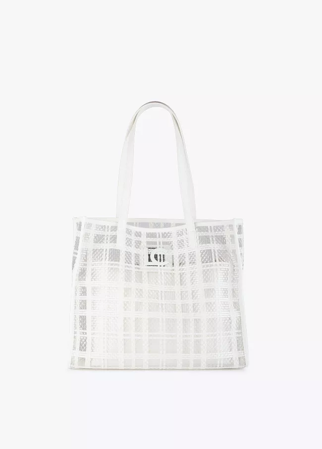 Bolsa tote bag dourada com transparência