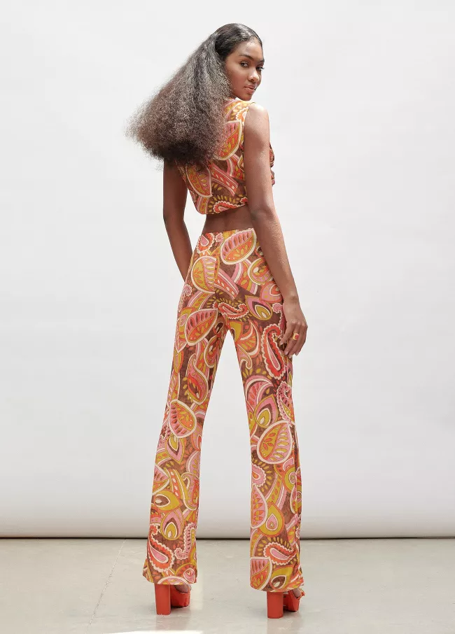 Paisley print knit trousers