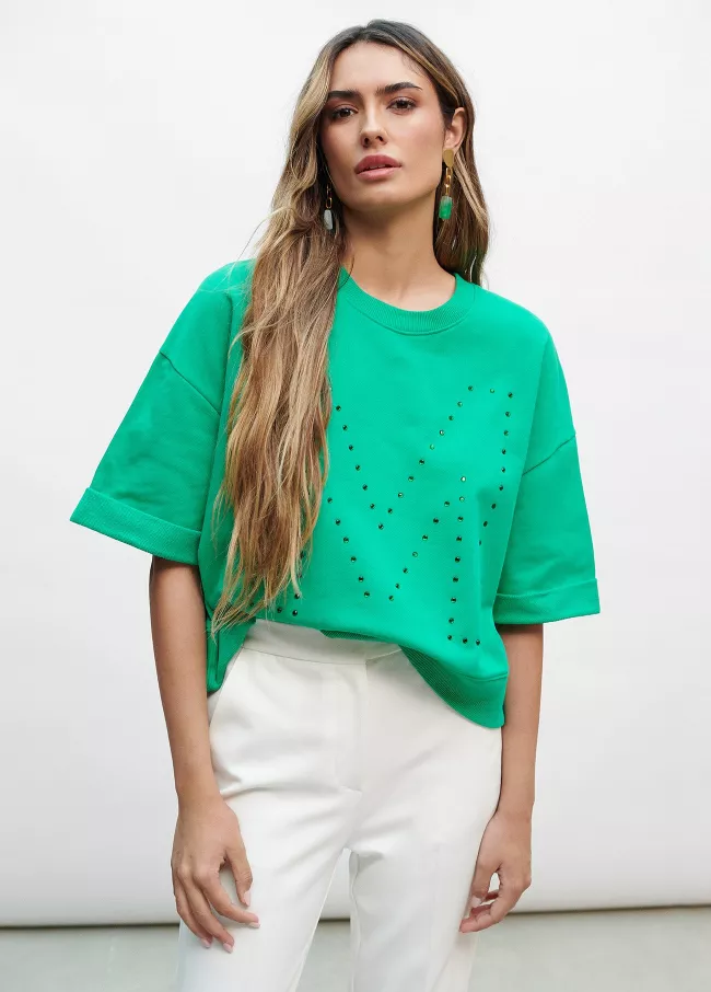 Sweatshirt com M de strass