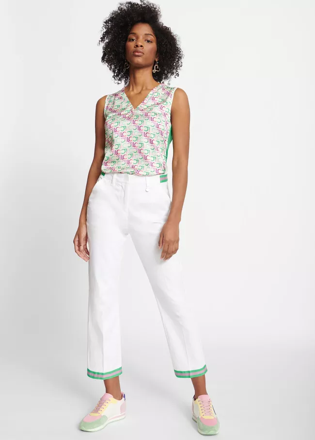 Trousers with striped detail on the hem