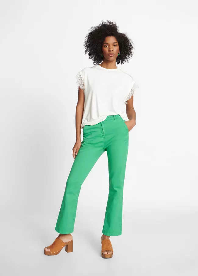 Five-pocket bell-bottom trousers
