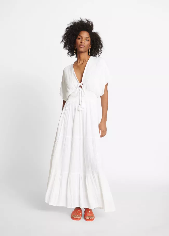 Black kaftan with ruched  waist