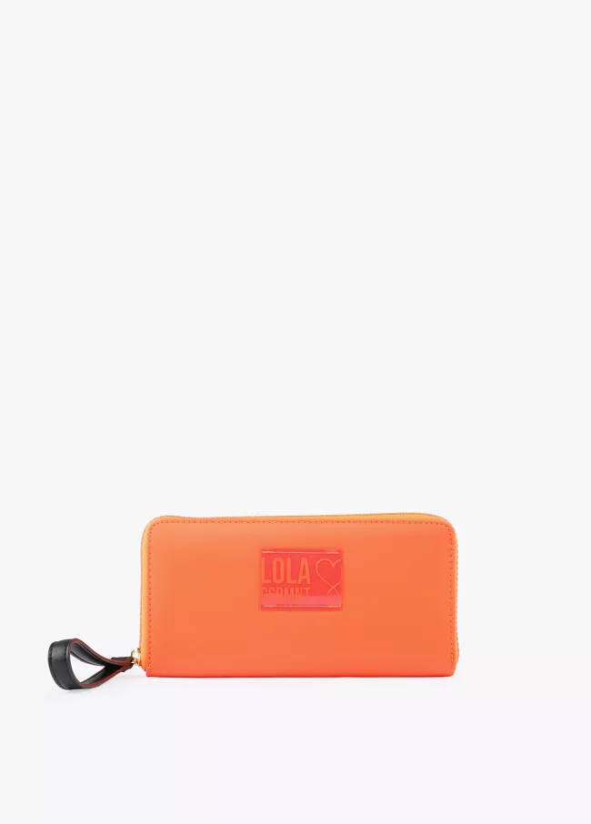 Brieftasche in Neonrosa mit Riemen
