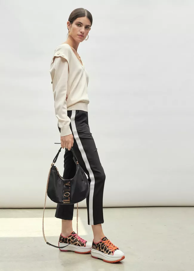 Pantalon lurex lateral