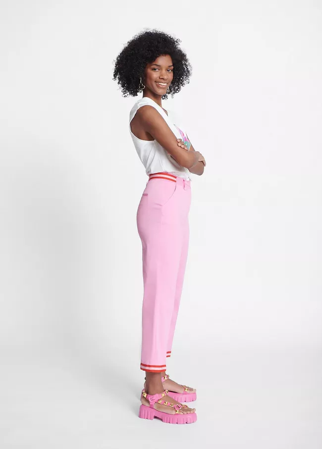 Trousers with striped detail on the hem