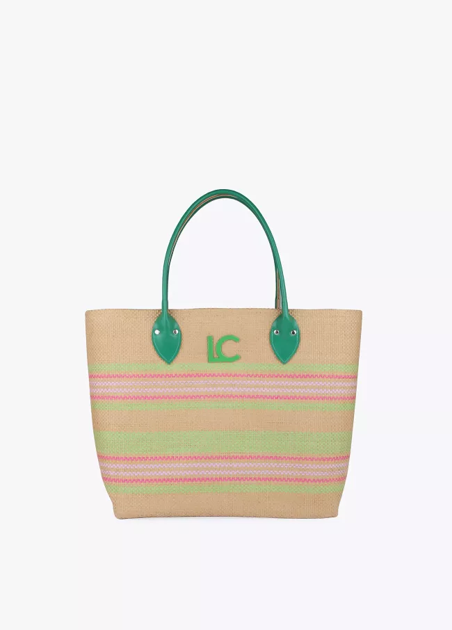 Tote bag with contrasting border and han