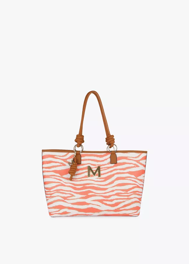 Bolso shopper detalles piel cebra print