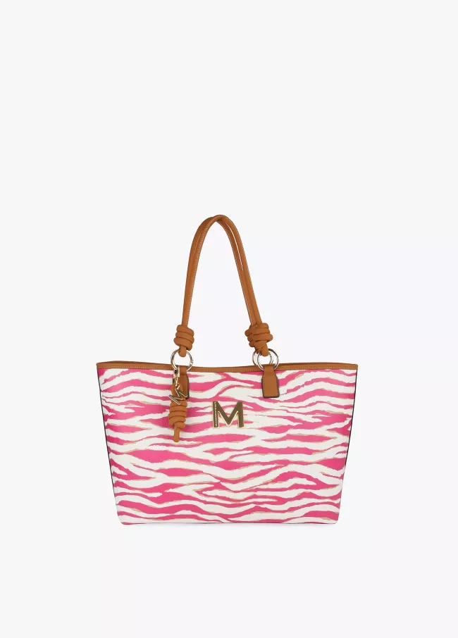 Bolso shopper detalles piel cebra print