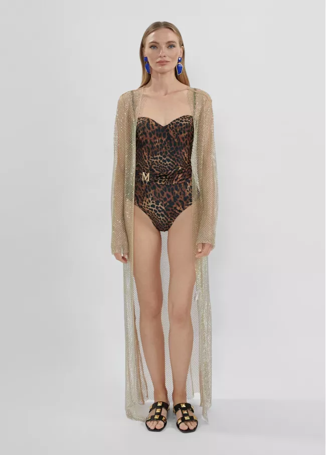 Long blouse made from net fabric with rh