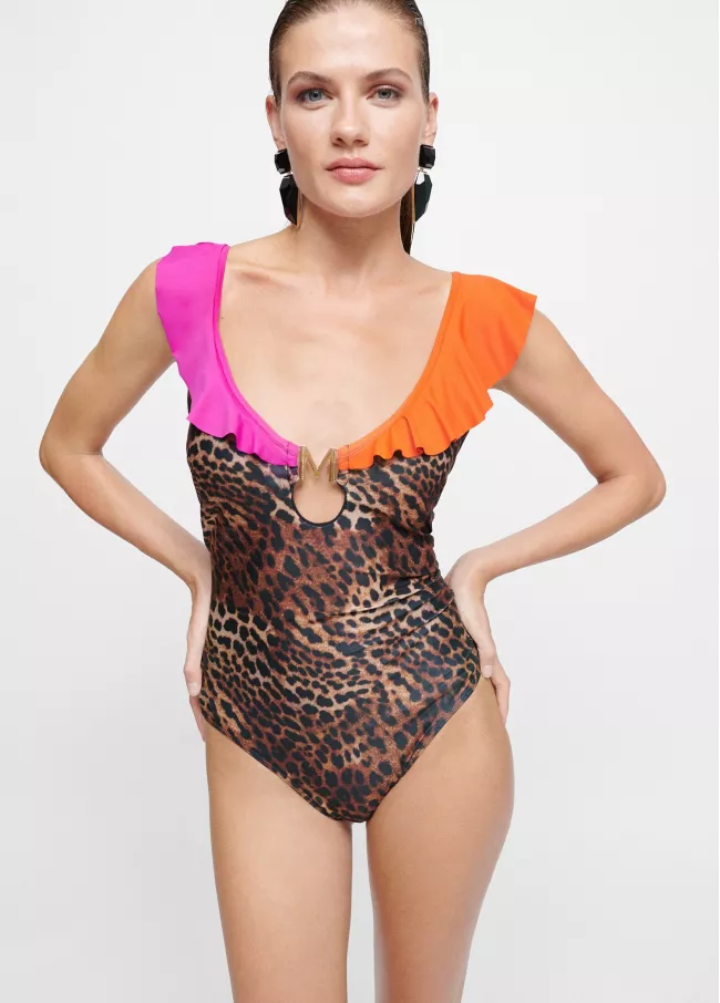 Maillot de bain à imprimé léopard, avec