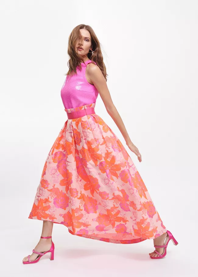 A-line jacquard fabric skirt