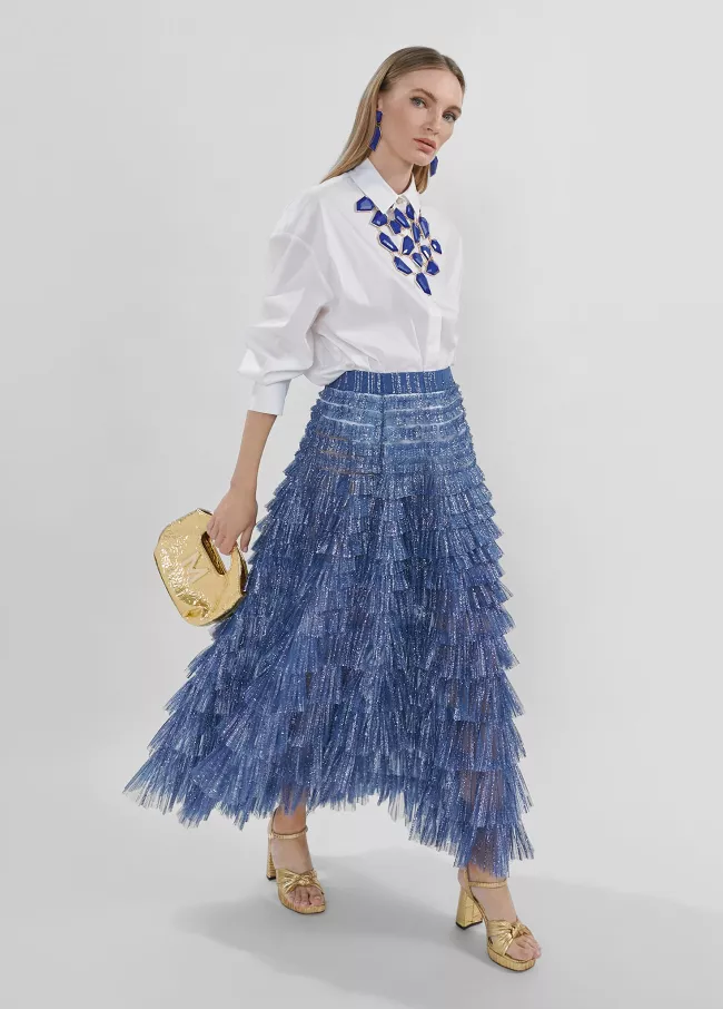 Blue skirt with ruffles
