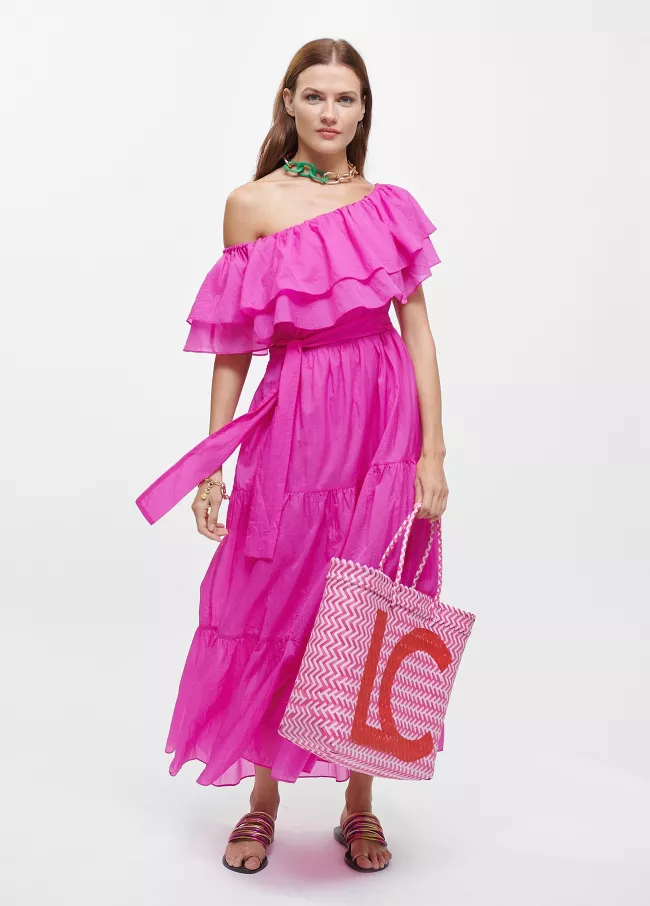 Langes Kleid mit Volants
