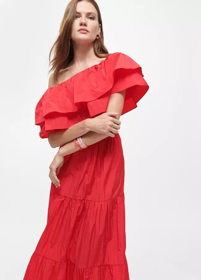 Vestido volante hombro