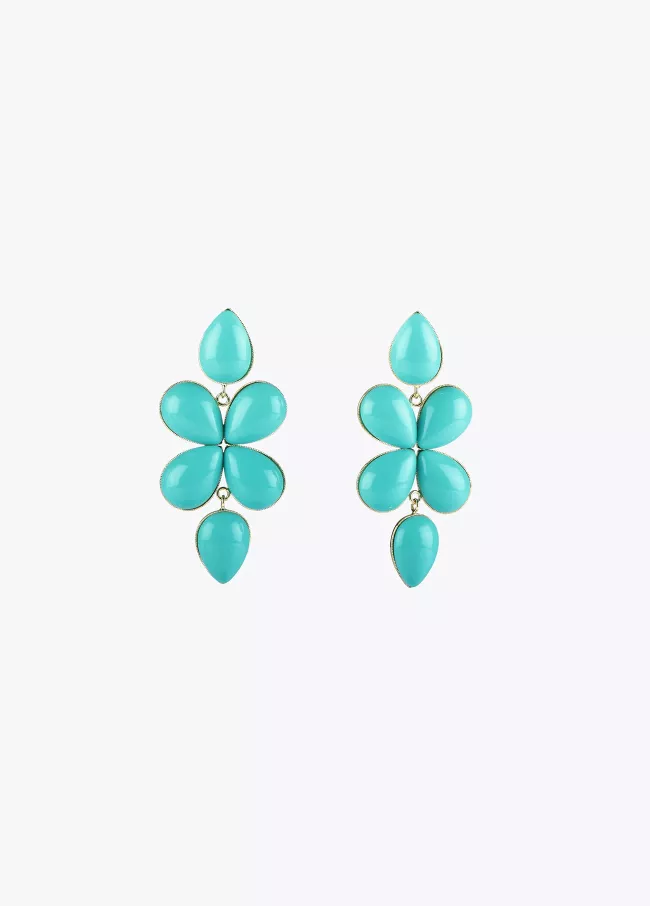 Pendientes baño oro con piedras naturale