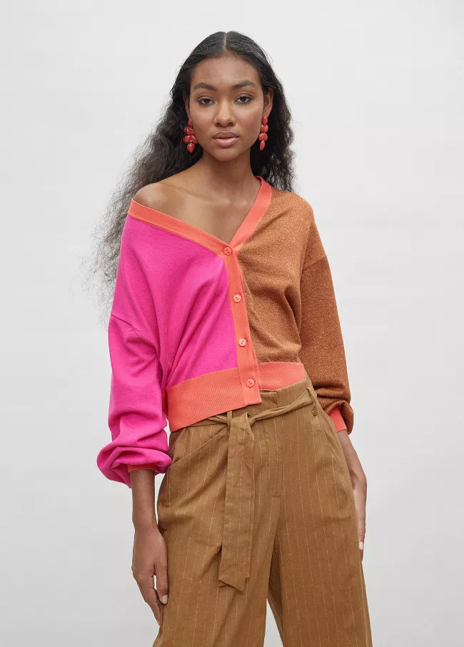 Veste en maille multi-rayures