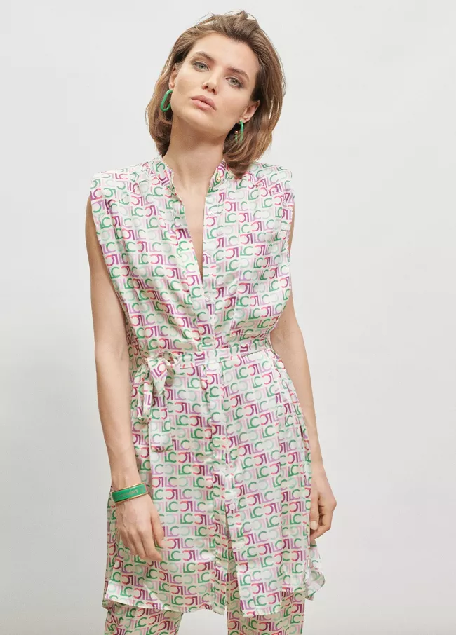 Logomania print camisole with shoulder t
