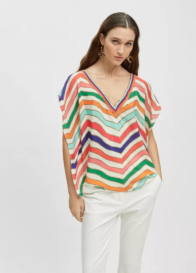 Multicoloured striped top
