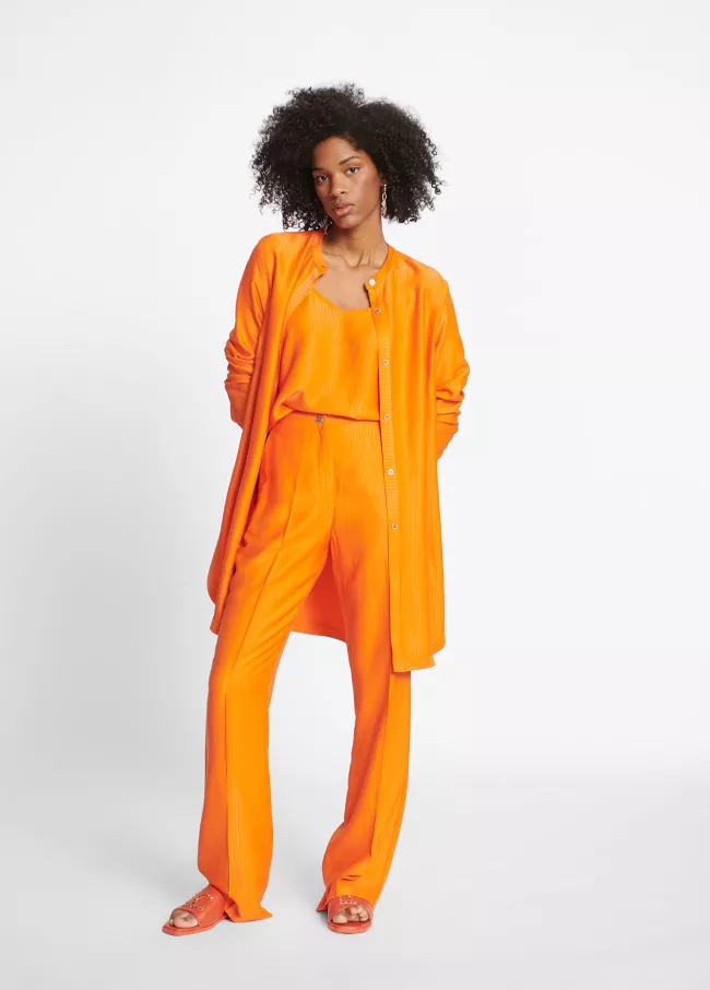 Langer Blouson mit Maokragen in Orange
