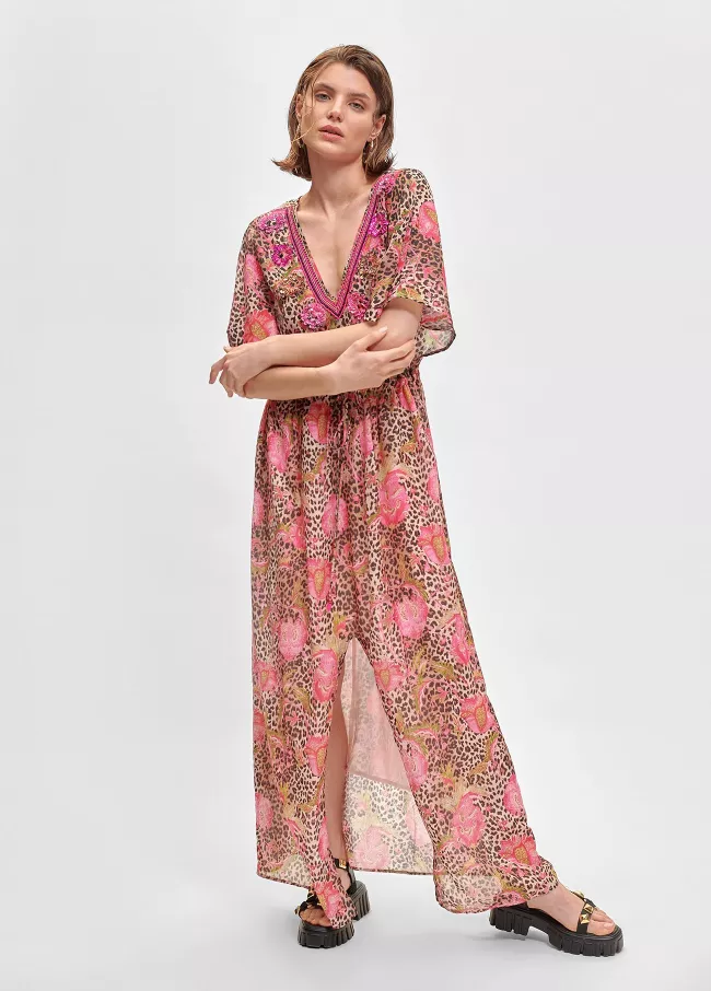 Kurta estampado flores larga