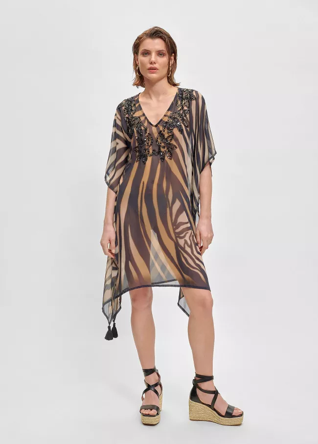 Short animal print kaftan