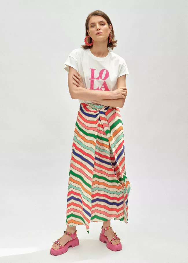 Jupe paréo à rayures multicolores