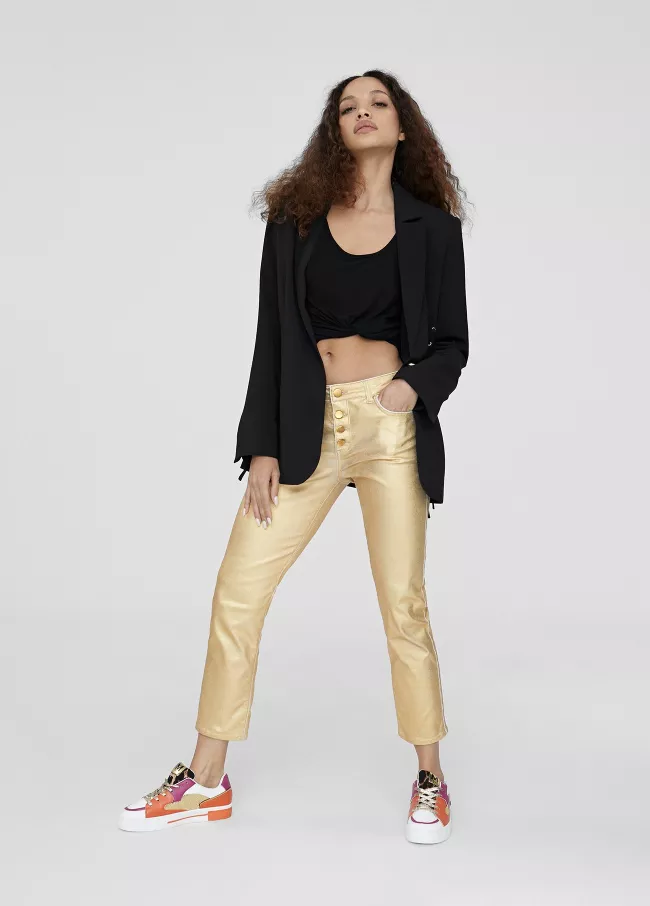 Pantalón tejano metalizado