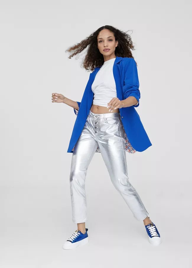 Pantalón tejano metalizado