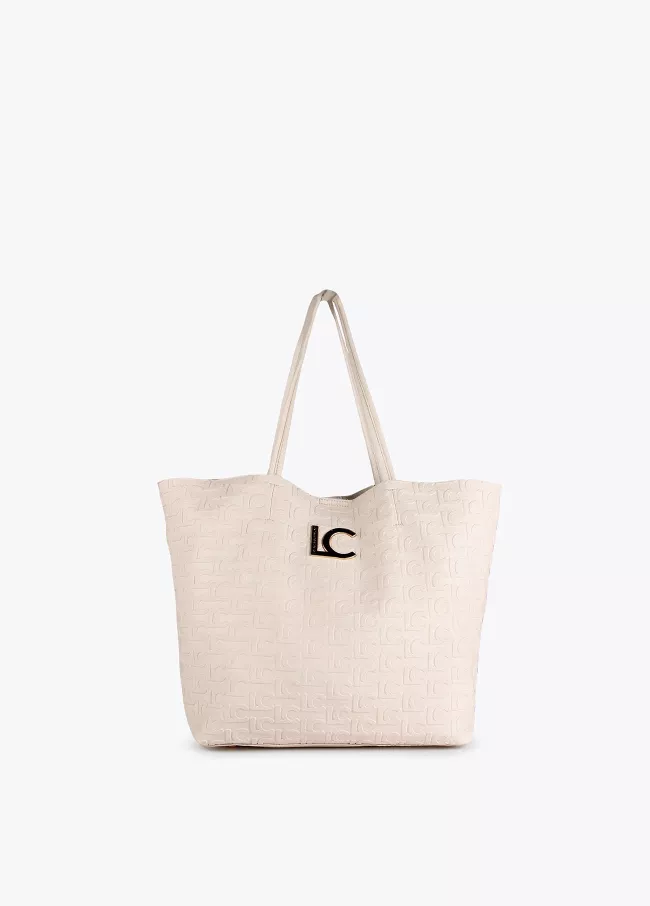 Embossed monogram tote bag
