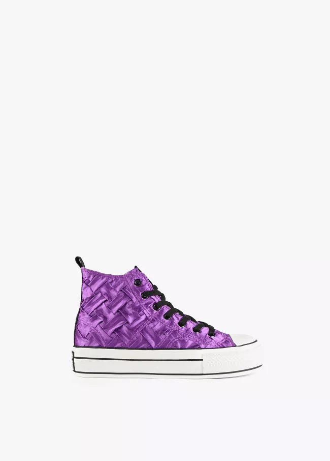 Braided fabric ankle boots