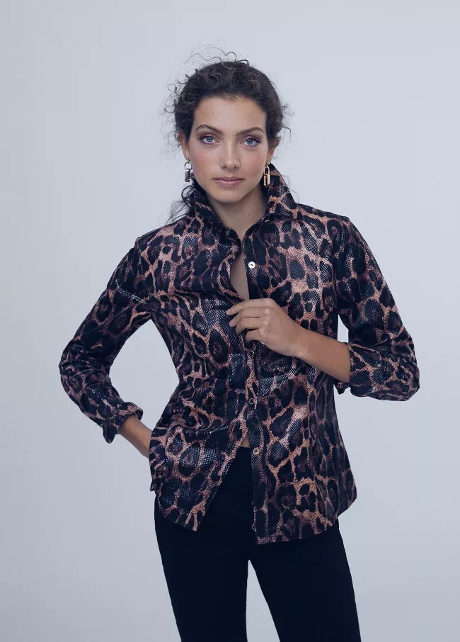 Hemd mit schuppigem Animal Print