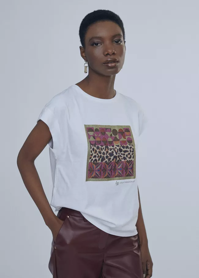 T-Shirt mit kurzen Ärmeln und geometrisc
