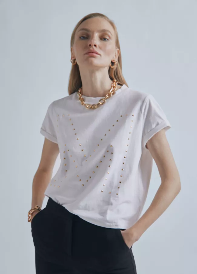 T-shirt with M rhinestone detail