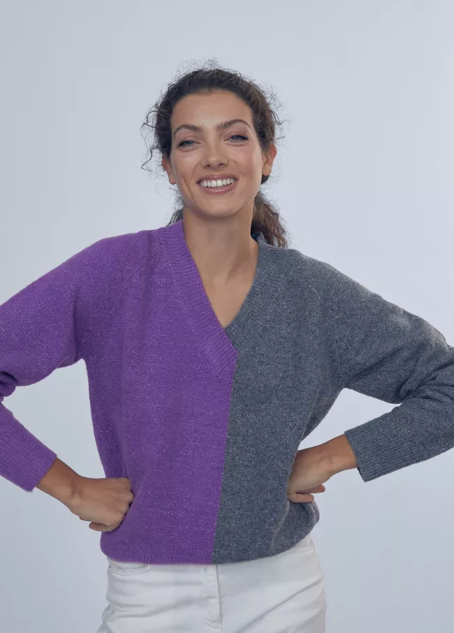 Pull fluide bicolore