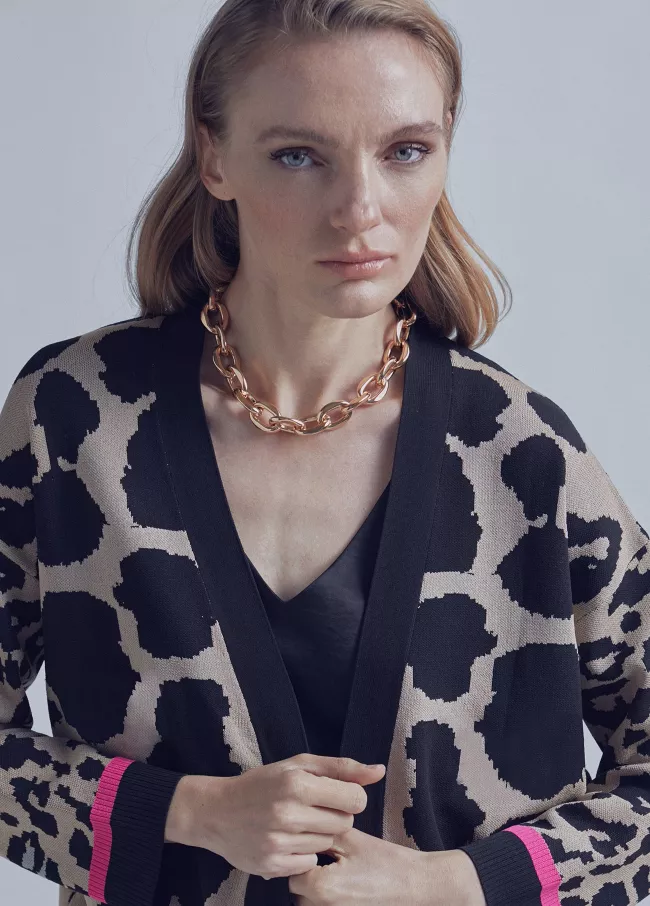 Cárdigan jacquard animal print