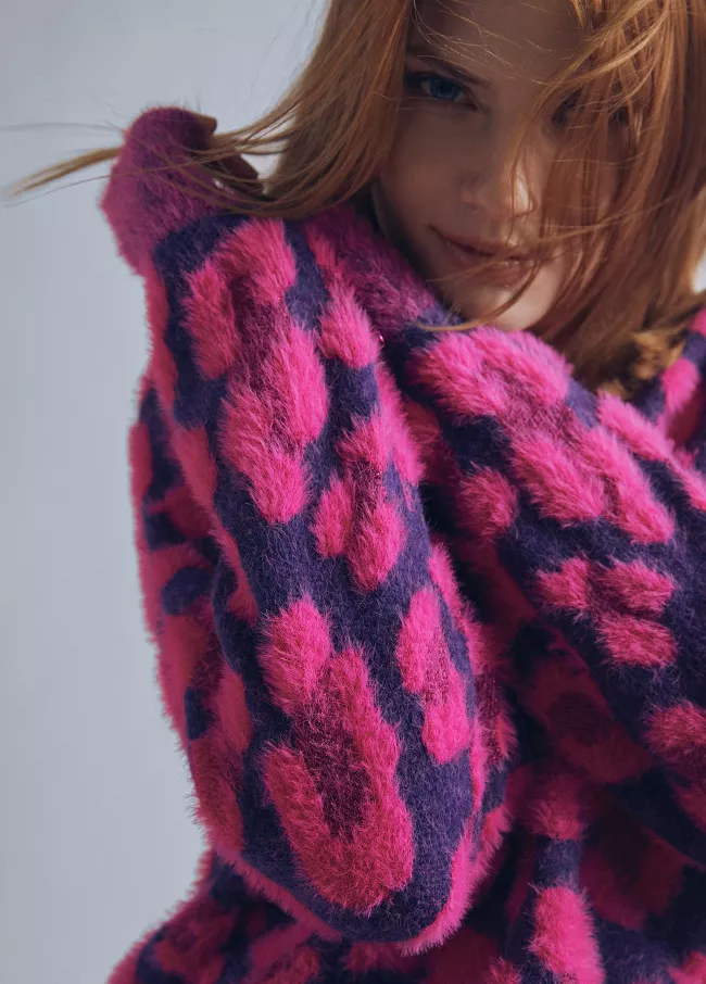 Animal print knit sweater