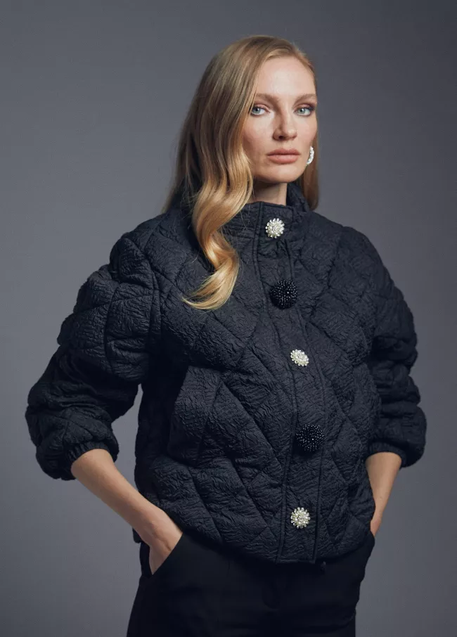 Bomber matelassé boutons bijou