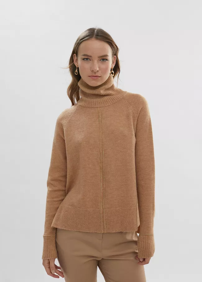 Jersey cuello alto envolvente