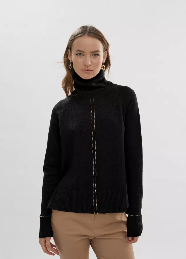Pullover mit umhüllendem Rollkragen
