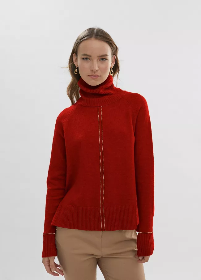 Wrap-around high neck sweater