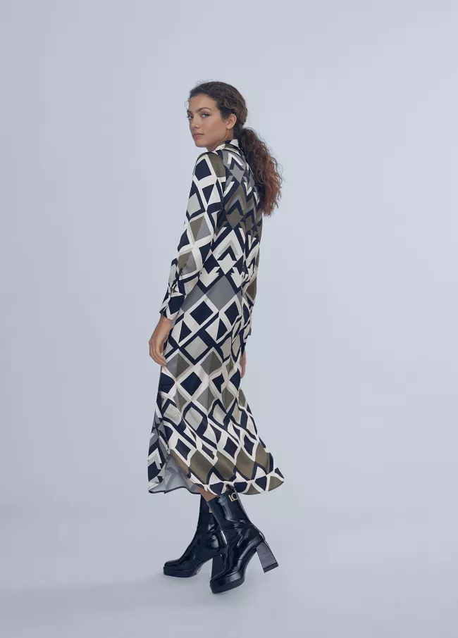 Robe midi imprimé géométrique