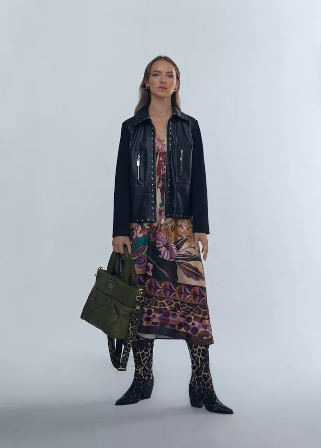 Blouson similicuir combiné