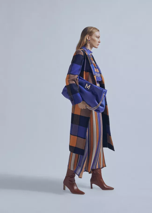 Manteau laine mélangée carreaux