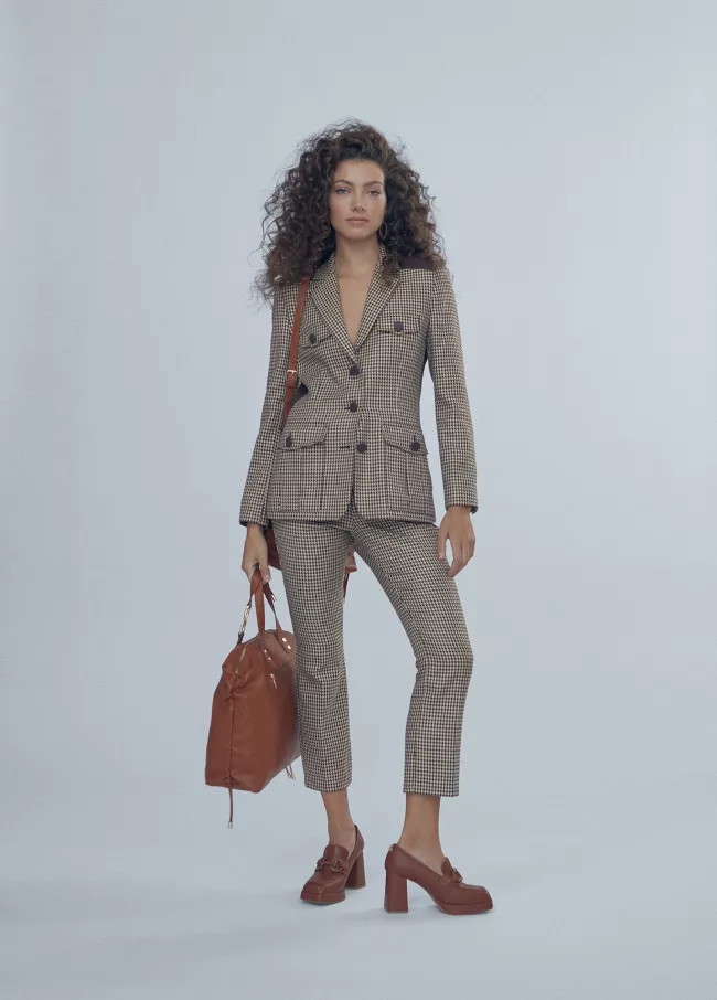 Pantalon jacquard tweed