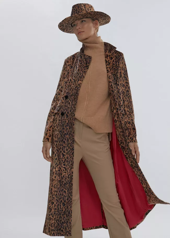 Casaco comprido animal print