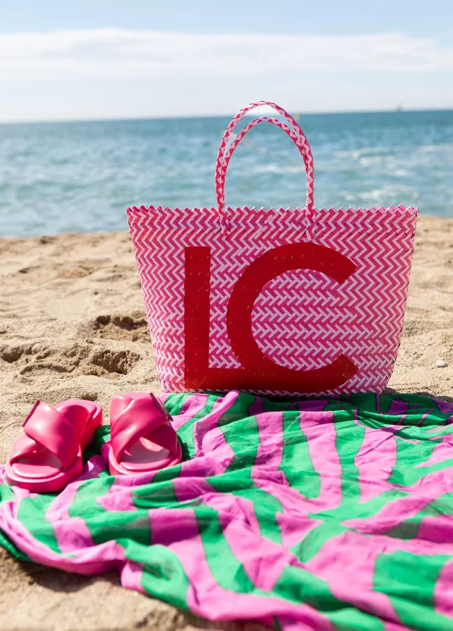 Green and pink zebra print towel