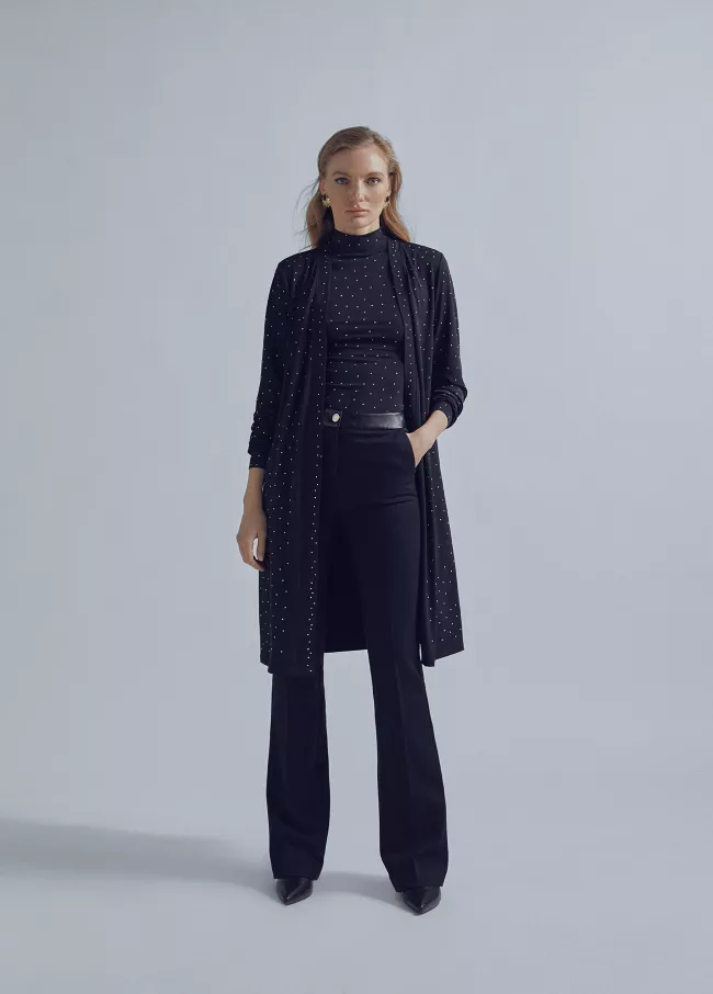 Ausgestellte Hose mit Leder-Detail